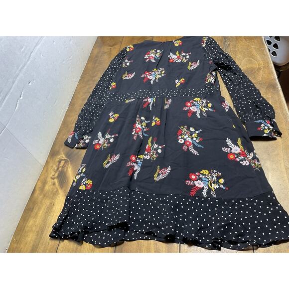 Boden Polka Dot Floral Black Ivy Boho Midi Dress US 14R - Picture 10 of 10
